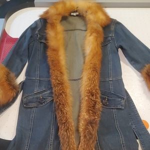 Denim Jacket Real Fox Fur